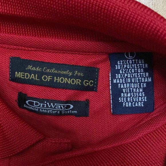 Medal Of Honor Golf Course DriWay Red Polo Shirt Golfer USA Men Large NWT - Picture 4 of 6